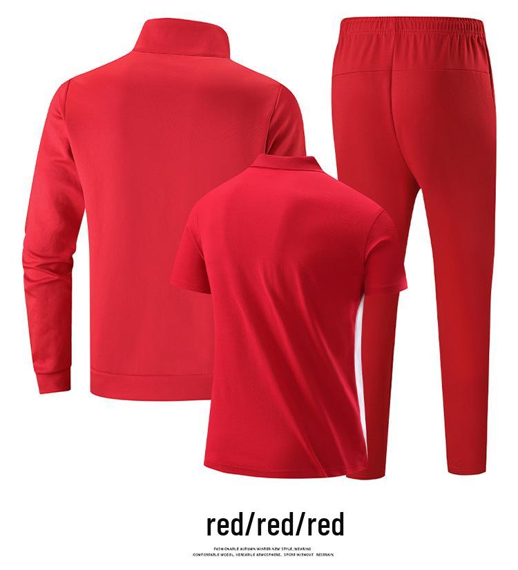 Chinese Team Stand-up Collar Sportswear: Athletic Game POLO Shirt & Casual Uniform Three-Piece Set