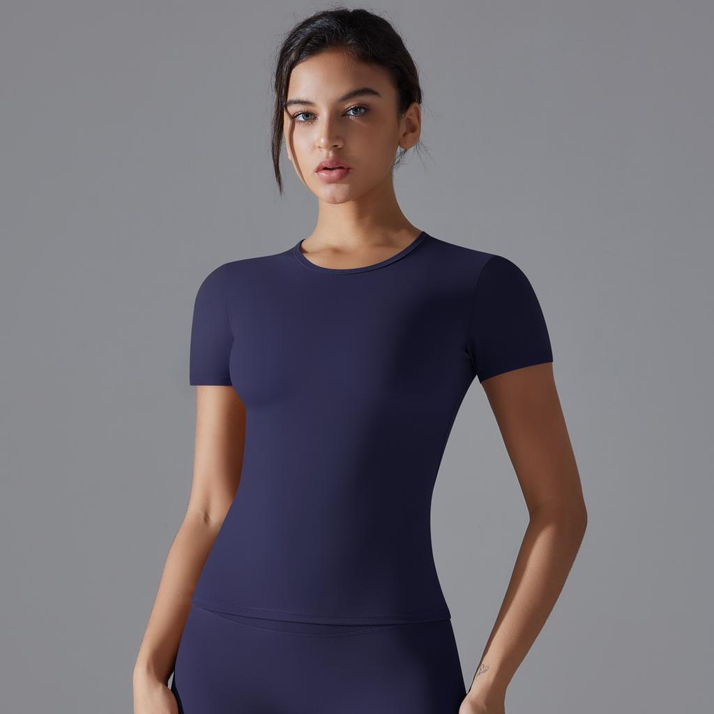 Nessaj Slim Women Short Sleeve Shirts Summer Short Sleeve Top Elasticity Casual T Shirts