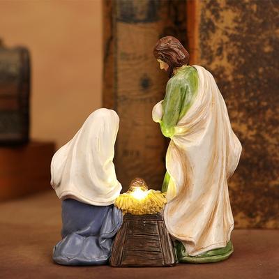 Nativity Scene Resin Statue Jesus Birth Holy Family With Manger Sheep Figurine Christmas Home Tabletop Decoration Gift