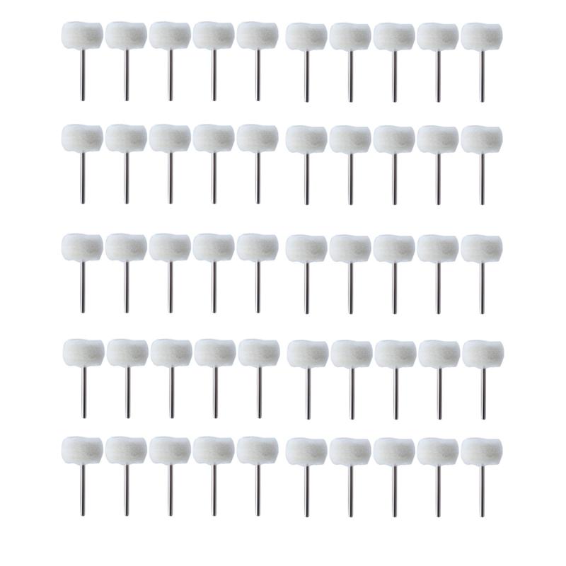 50Pcs Mini Grinding Sanding Head Abrasive Disc Felt 3mm Shank Buffing Wheel for Metal Polish Brush Drill Rotary Tool Accessories