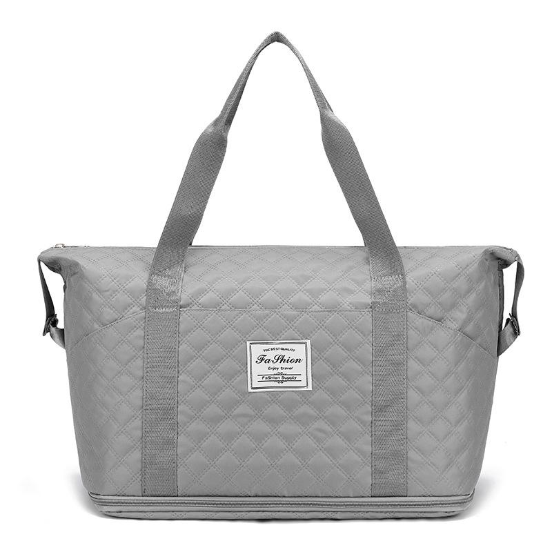 Dry-wet Separation Sports and Fitness Bag, Multi-pocket Diamond-shaped Embroidered Thread, Large-capacity Travel Bag with Handle and Shoe Compartment