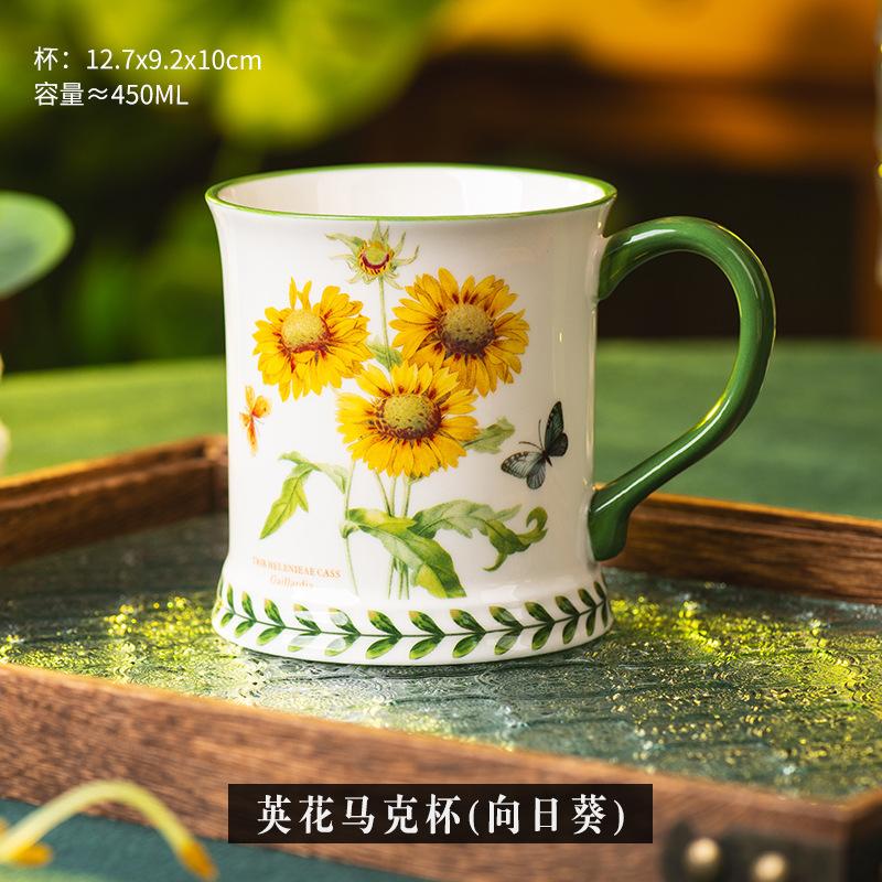 Кружка большой емкости Керамическая чашка Бытовая Высокоценная Чашка для завтрака Кофейная чашка Чашка для пары Офисная Изысканная Чайная чашка 401-500ml