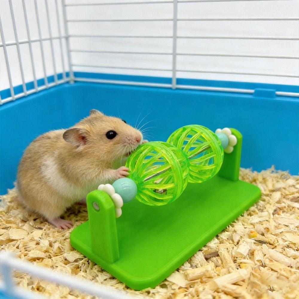 Interactive Rotating Bell Ball Boredom Relief Cage Enrichment Accessory Hamster Toy Guinea Pig