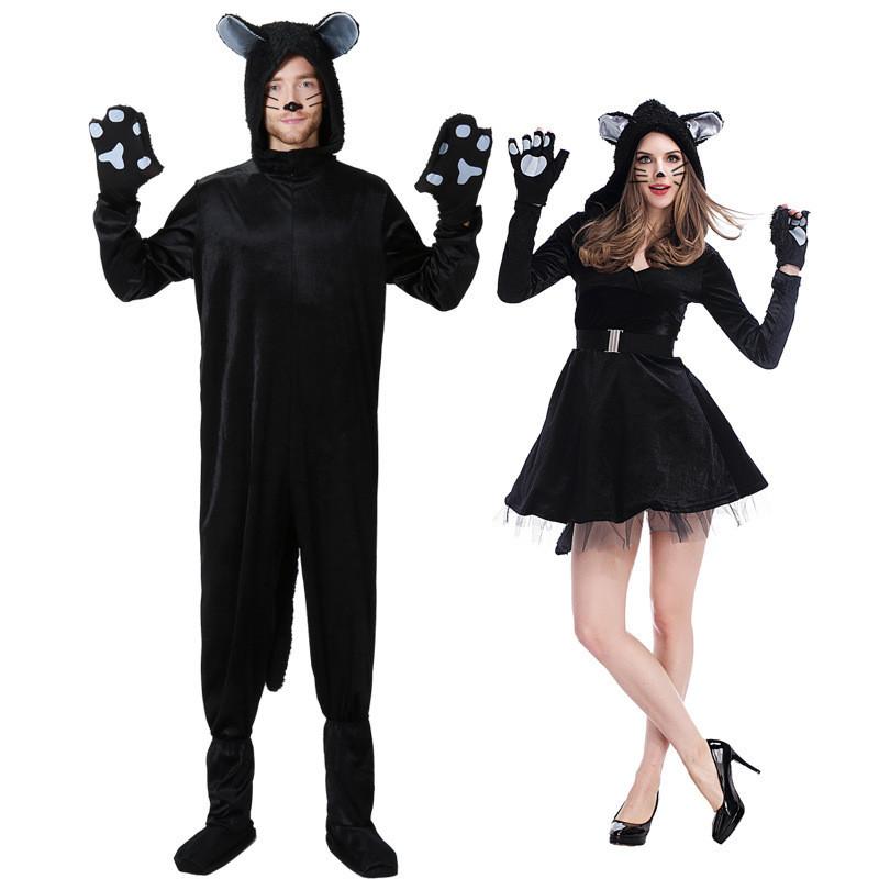Game Themed Black Cat Costume For Adults With Polyester Fabric For Halloween Party Dress Up