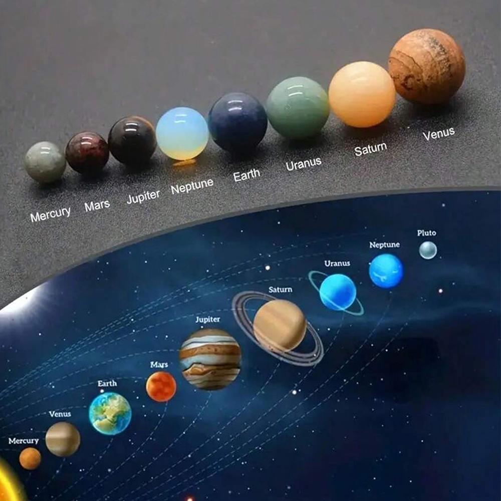 Solar System Natural Crystal Gemstones Set 9 Planets Sphere Ball Stone Galaxy Model Ornaments Gift Home Office Decor