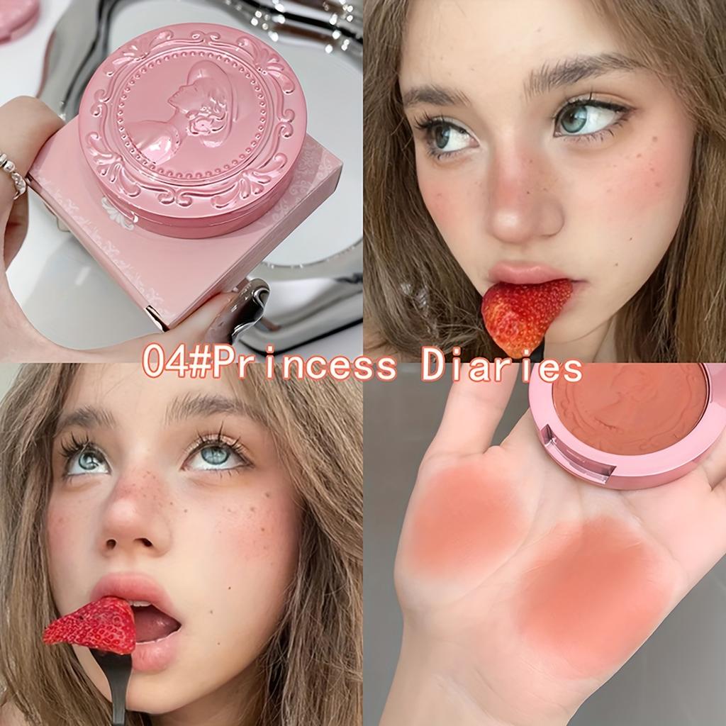 Dimensional 3D Relief Fog Color Powder Blusher Naturally Tender And Delicate Makeup Holding Puff Color Female Rouge Powder Blusher Cream
