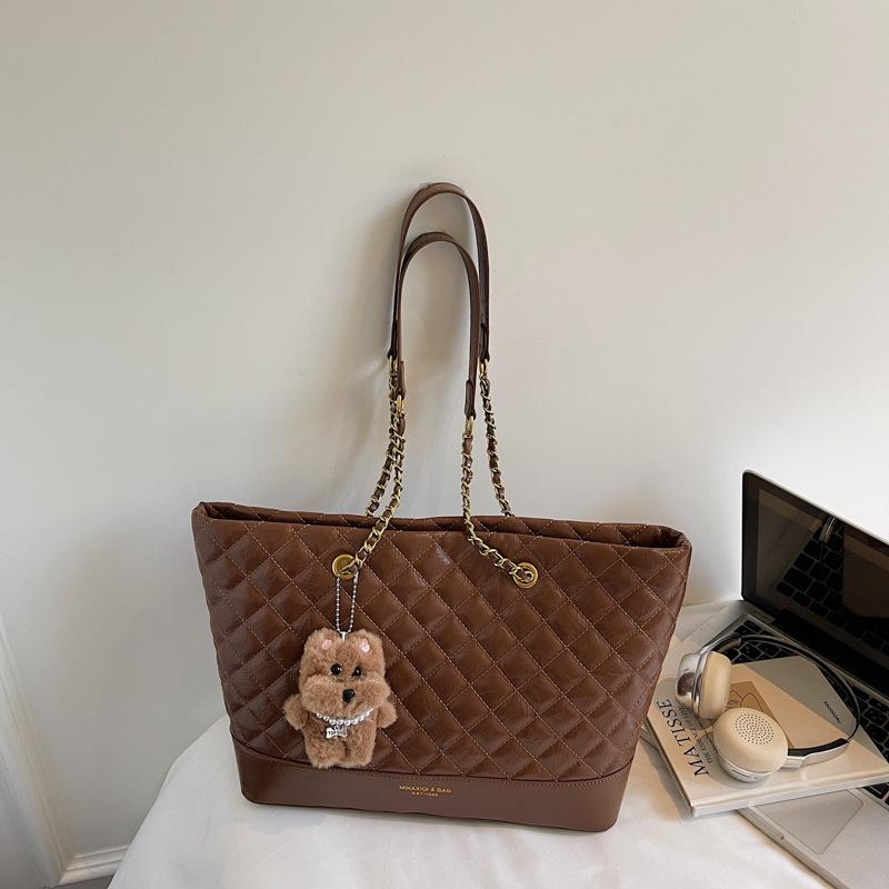Sac grande capacité, Sac à bandoulière rétro, Sac fourre-tout de ville à chaîne en forme de losange
