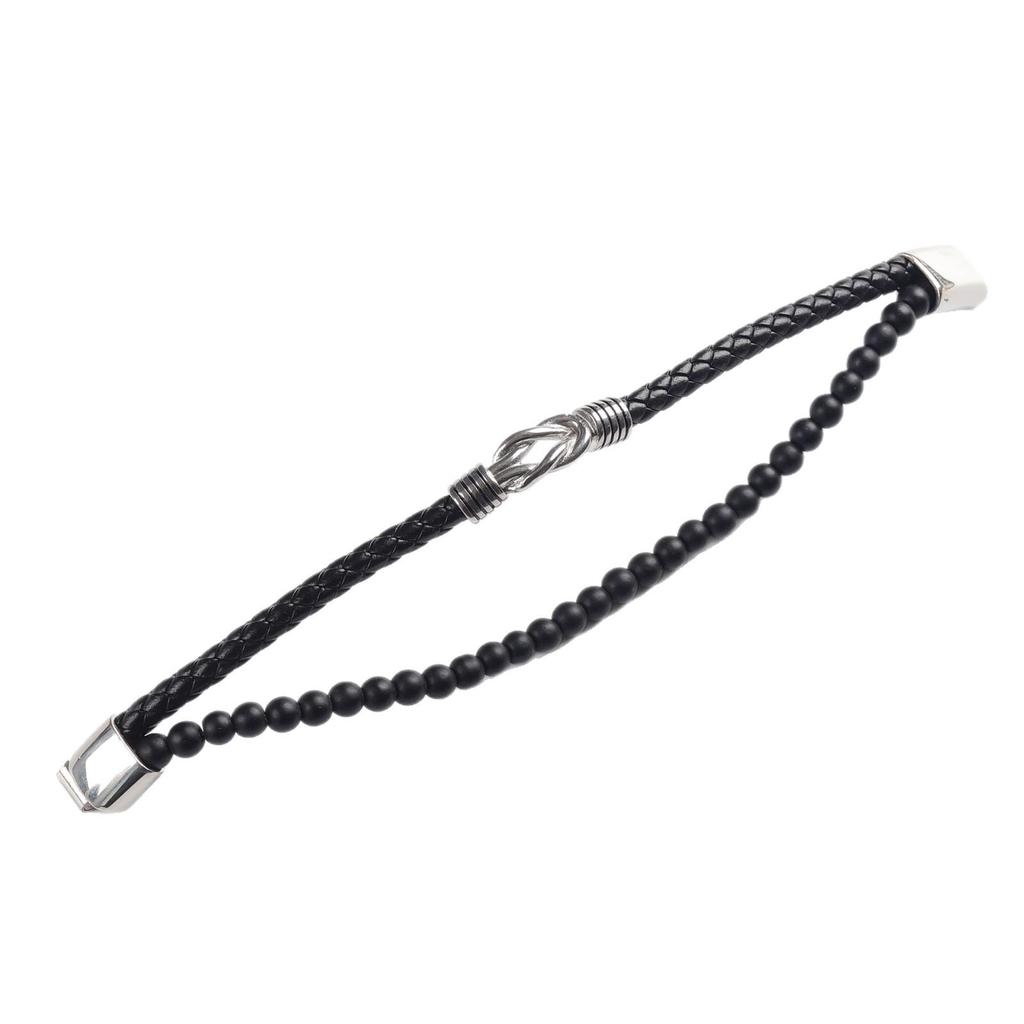 Magnetic Buckle Leather Bracelet: Men's Double Buckle Woven Accessory - Handmade Design