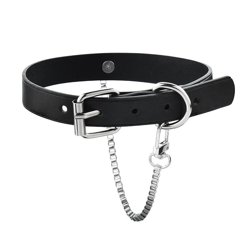 Collar Punk Box Chain Collar Punk Titanium Steel Chain Collar Rock Women'S Head Leather Necklace