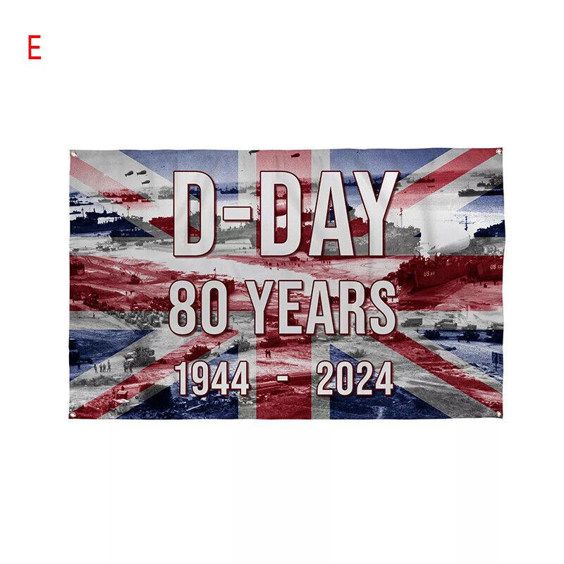 Gedenk-D-Day-Flagge aus Polyesterstoff für die 80. Jahrestagsfeier
