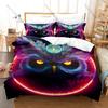 Cool Owl Minimalist Wildlife Nocturnal Bird Vintage Cartoon Animal Art HD Print Bedding Set Duvet Cover + 2 Pillowcases Animal