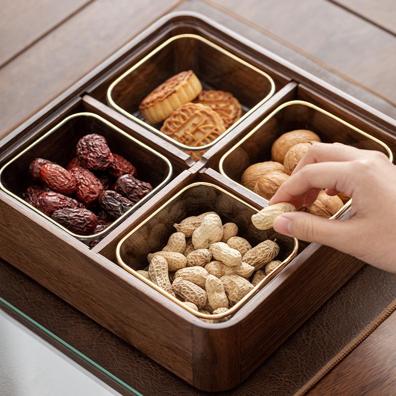 Walnut Wood Multi-Layer Nut and Snack Box