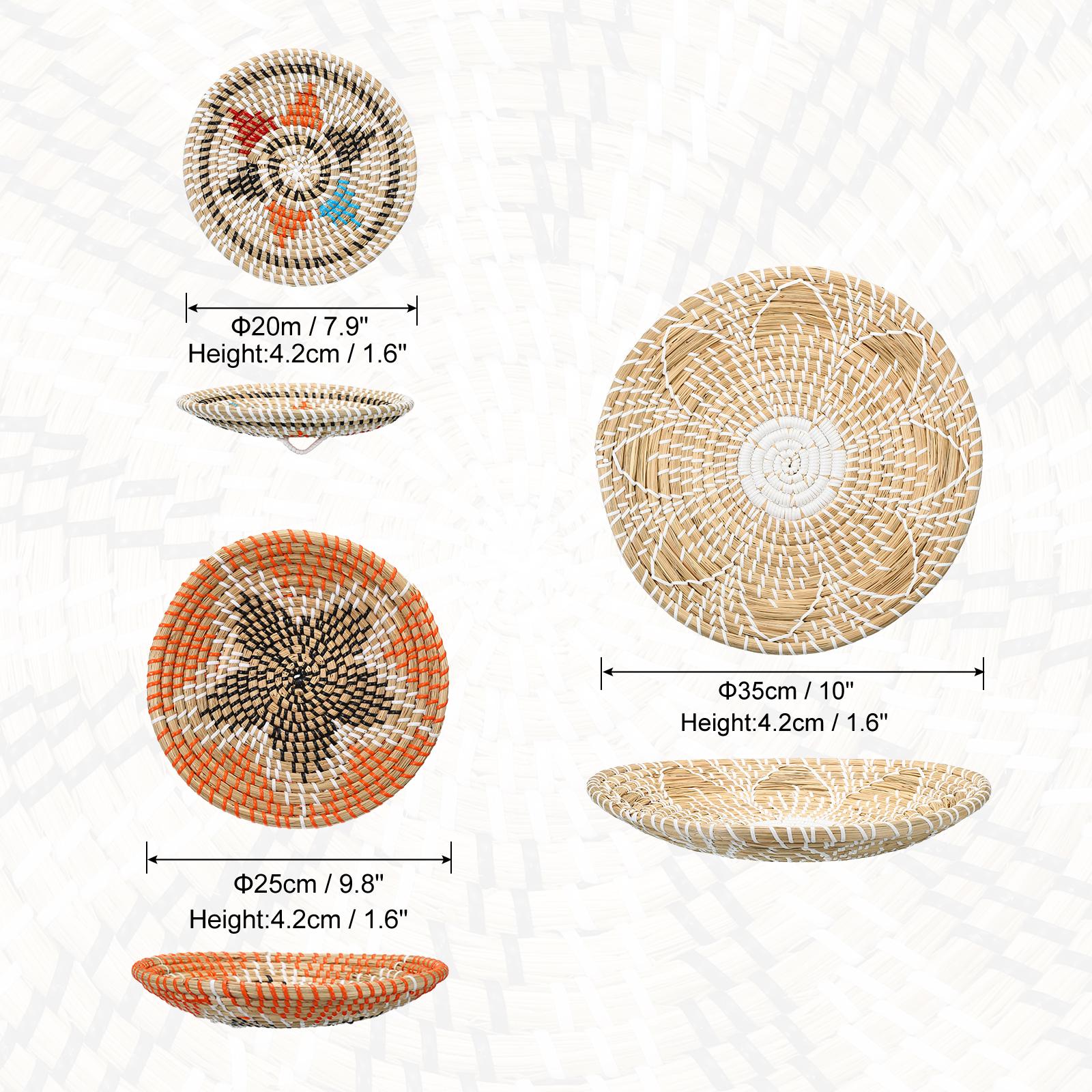 

Корзины для настенного декора Богемный настенный декор из корзин Набор соломенного настенного декора Подвесной тканый настенный декор Плетеный настенный декор 3 шт.