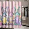 2D Flat, 2D Flat, 2D Flat Shower Curtain, 1pc Bathroom Shower Curtain, Easter Egg Hunt, Easter Shower Curtain, with 12 Hooks, 17