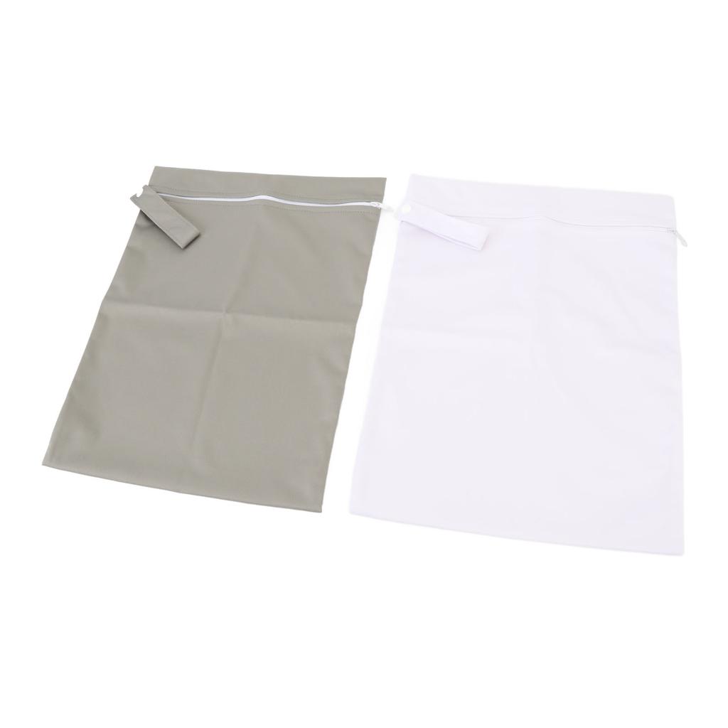 2pcs Wet Bags Zippered Water Proof Portable Outdoor Storage Bag Organizer for Wet Clothes Green Whit