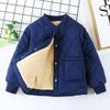 Children's Fleece-Lined Cotton Coat, Winter Student Version: Warm, Thickened, Three-Layer Quilted Jacket for Boys and Girls