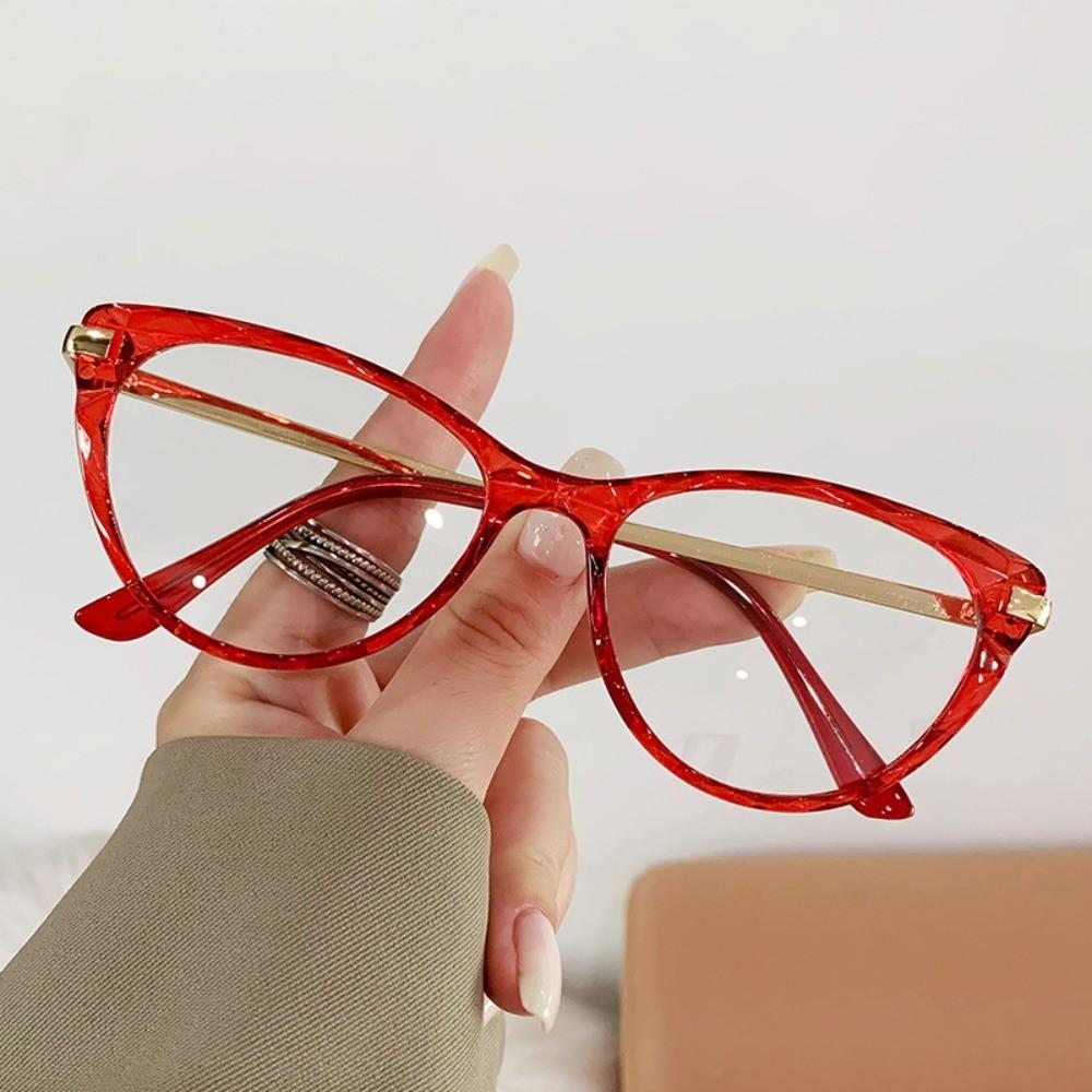 

Trendy Lightweight Anti Blue-lay Eyewear Thin-frame Leopard Print Cat Eye Glasses Costume Accessory HD Women Plain Glasses Gift красный