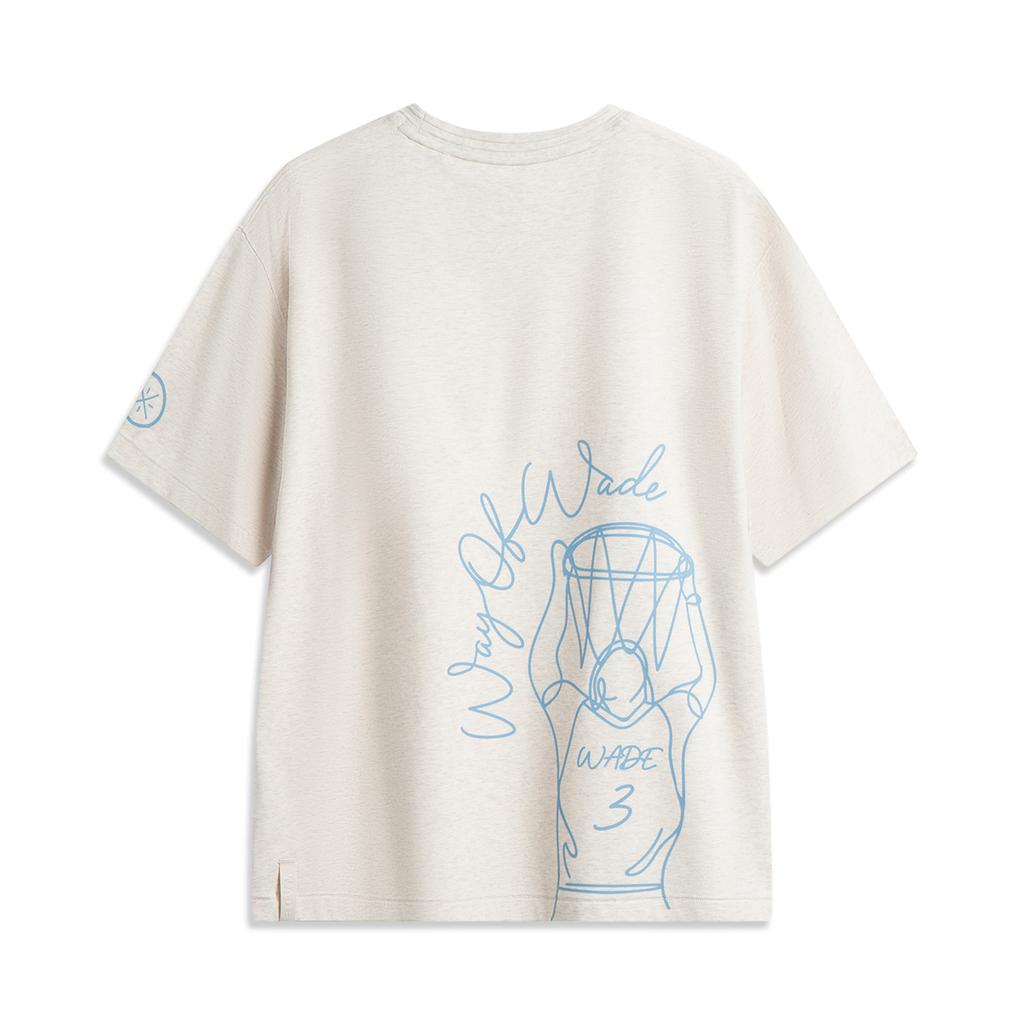 Li Ning Basketball Series Letter Print Breathable Versatile Loose Short Sleeve T-Shirt Men Tops Flower-Gray Tile-Gray AHSV083-3