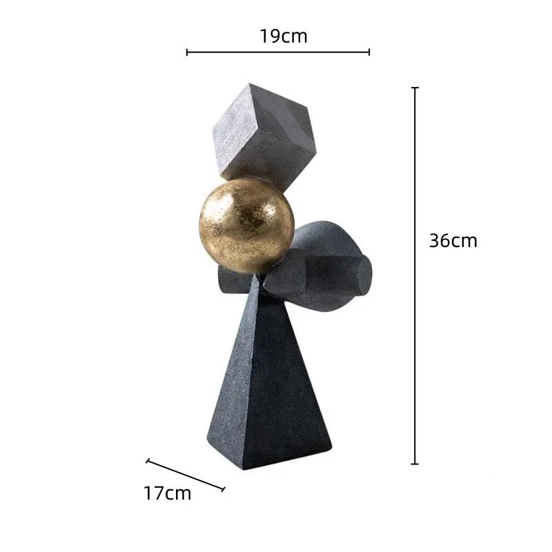 Pryskyřičné řemesla Geometrická abstraktní socha Facetované sošky Trojúhelníkové zlaté koule Dekorativní figurky Domácí dekorační doplňky