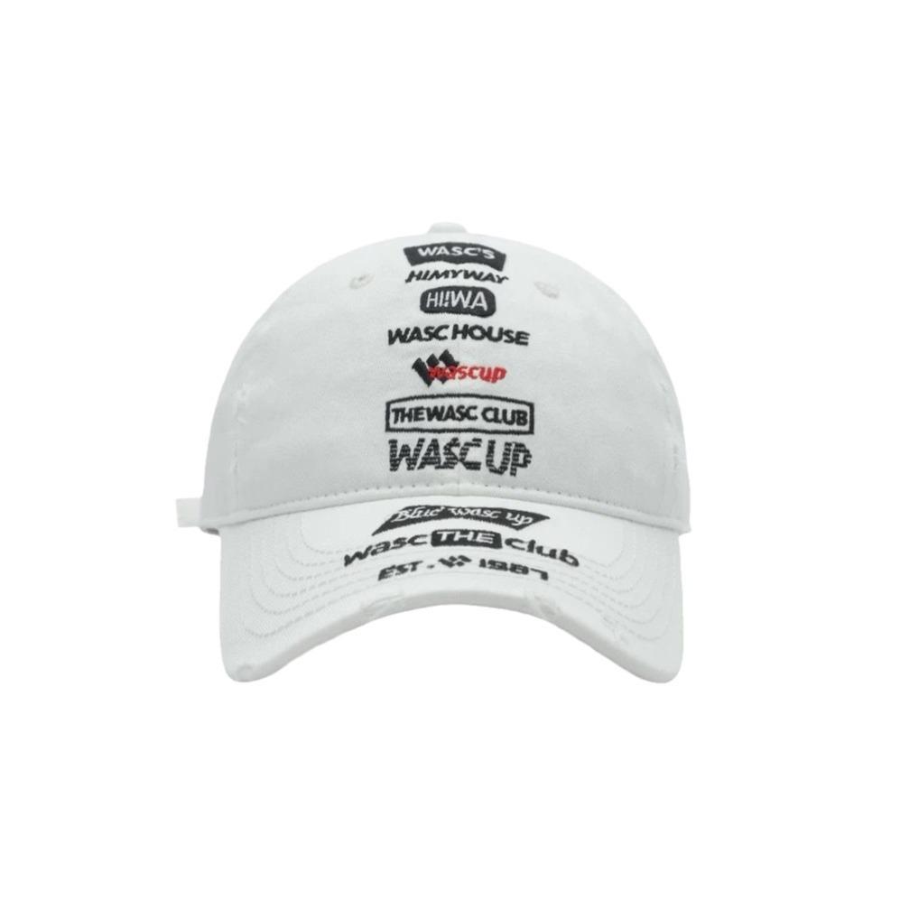 A Female Soft Top  Heavily Distressed  Embroidered Letter Couple Baseball Hat  and A Male with A Smaller Face