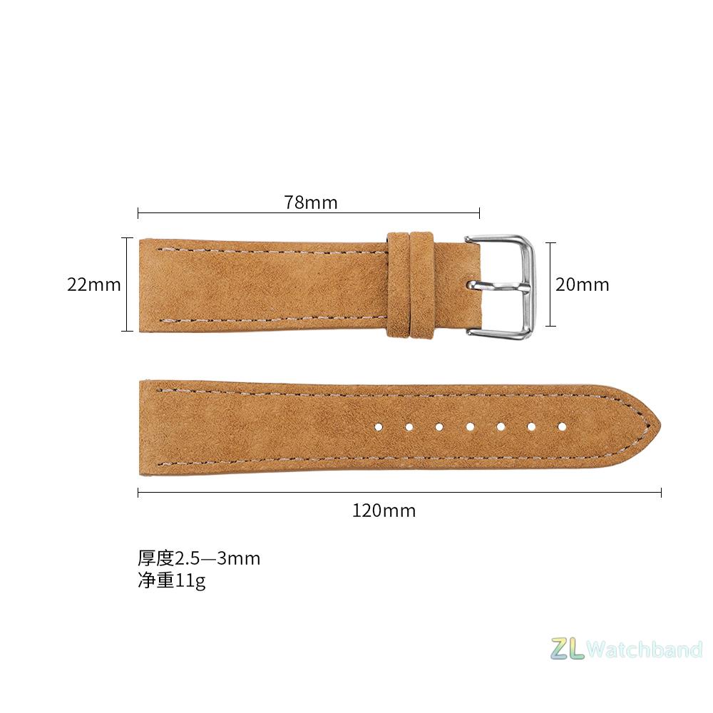 Suede Leather Watchband 18mm 19mm 20mm 22mm Watch Strap Grey Blue Black Brown Stitching Band Quick Release Replacement Wristband