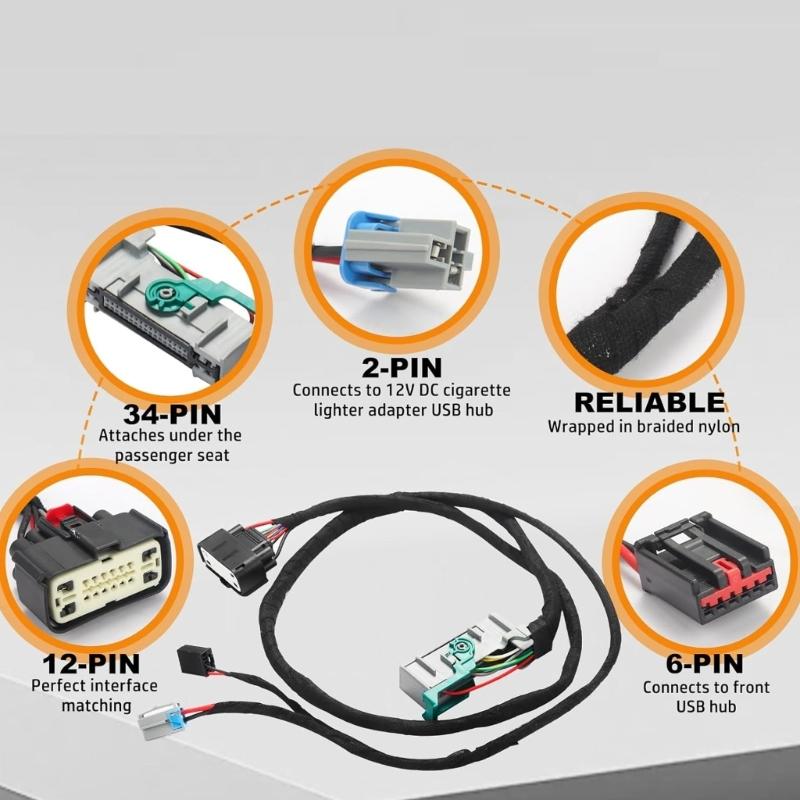 16 Pin Jump Seat To Full Center Console Conversion Wiring Harness for 2016-2018 Replacement Automotive Accessory
