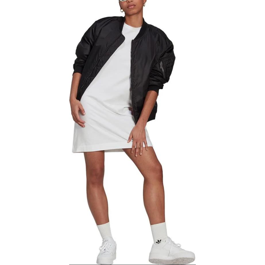 adidas Originals Short Sleeved Dresses Women's White Crew Neck Moderate HL6613
