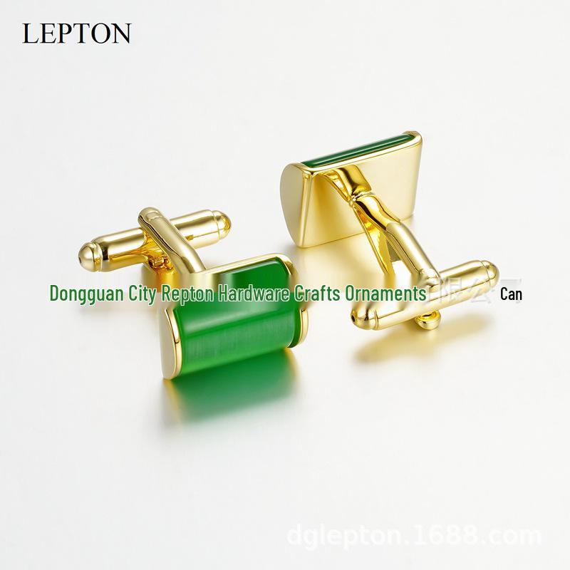 Men s Gold Cat s Eye Cufflinks & Shirt Studs Set 14K Gold Plated золотой