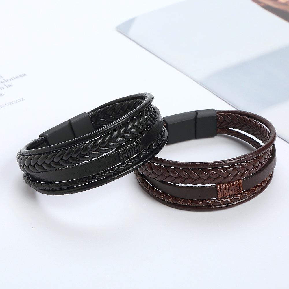 Kruis Hoge Kwaliteit Koeienhuid Roestvrij Staal Armband voor Mannen en Vrouwen
