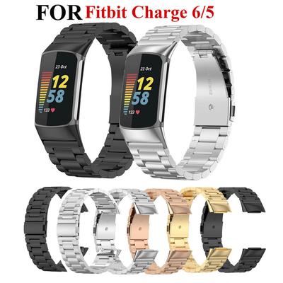Fit Bit Charge 5 6 için Paslanmaz Çelik Kordon Metal Halkalı Akıllı Bileklik Yedek Bilezik Correa for Fitbit Charge 6 5