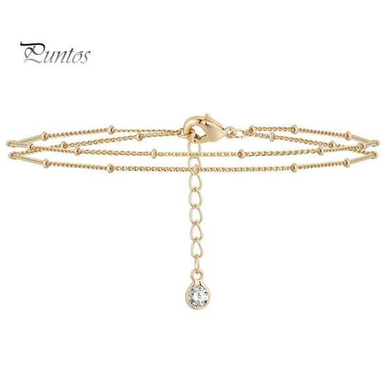 

Элегантный двухслойный браслет-цепочка с бусинами и инкрустацией стразами, регулируемая удлинительная цепочка, женский металлический браслет