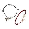 Pack Of 2 Matching Cat And Fish Design Red Black Cord Bracelets Handcrafted Wrist Chain For Couples Friends