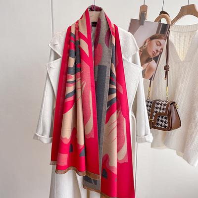 Thick Shawl Wrap Head Scarf For Women Winter Warm Cashmere Neckerchief Bandana Fashion Print Poncho Pashmina Bufanda