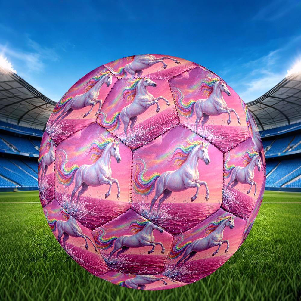 1pc Rainbow Unicorn Fantasy Theme Soccer Ball Football, Size 5, Lightweight PVC, Durable Outdoor Training Soccer Ball, Gift m61491