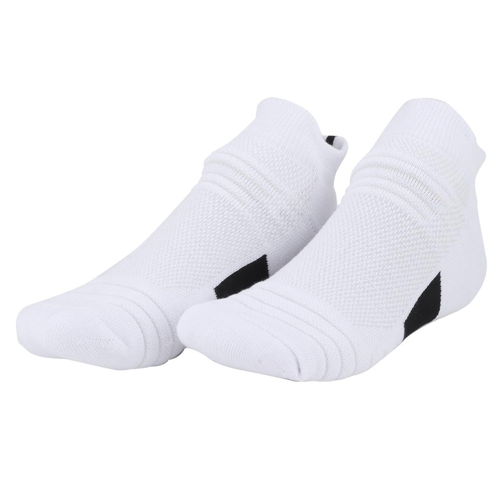 Kammad bomull Sport Basketboll Andningsbara Förtjockade Löpning Stötdämpande Strumpor(Vit Svart )