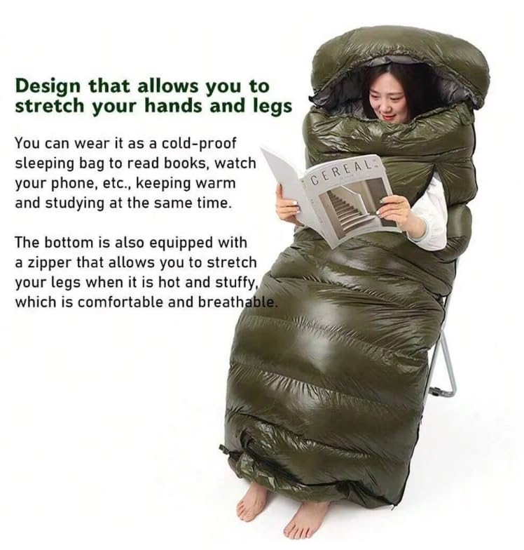 Fengzel Outdoor Sleeping Hands and Feet Feather Minimum Operating Temperature Suitable for Three Disaster Cold Weather Down Sleeping Bag 1000g Down