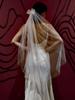 MZA39 Bridal Veils Bows Beaded Wedding Veil with Comb 15 Quinceanera Girls First Communion Accessories Hard organza