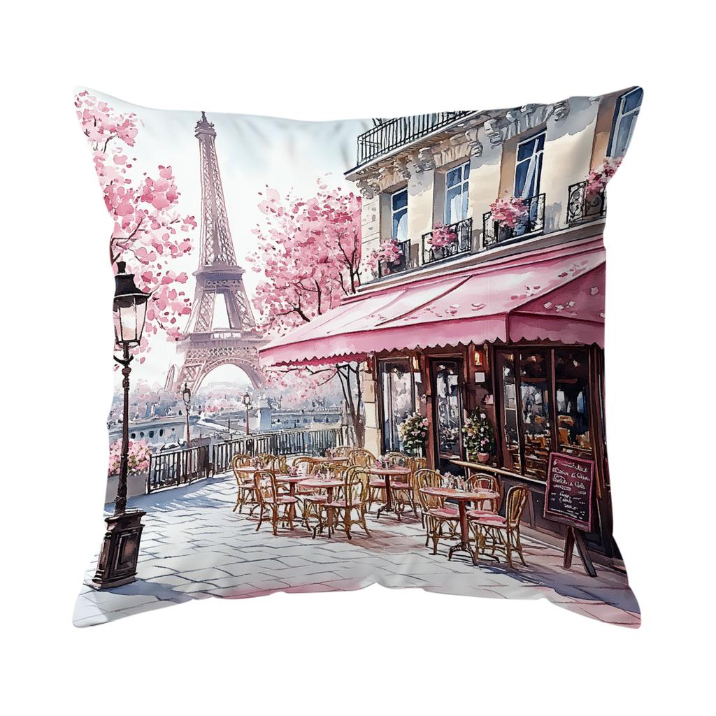 1pcs Landmark Buldings  Paris Pillowcase Square Bedroom Cushion Covers Zipper Living Soft Home Comfortable Decor 45x45cm