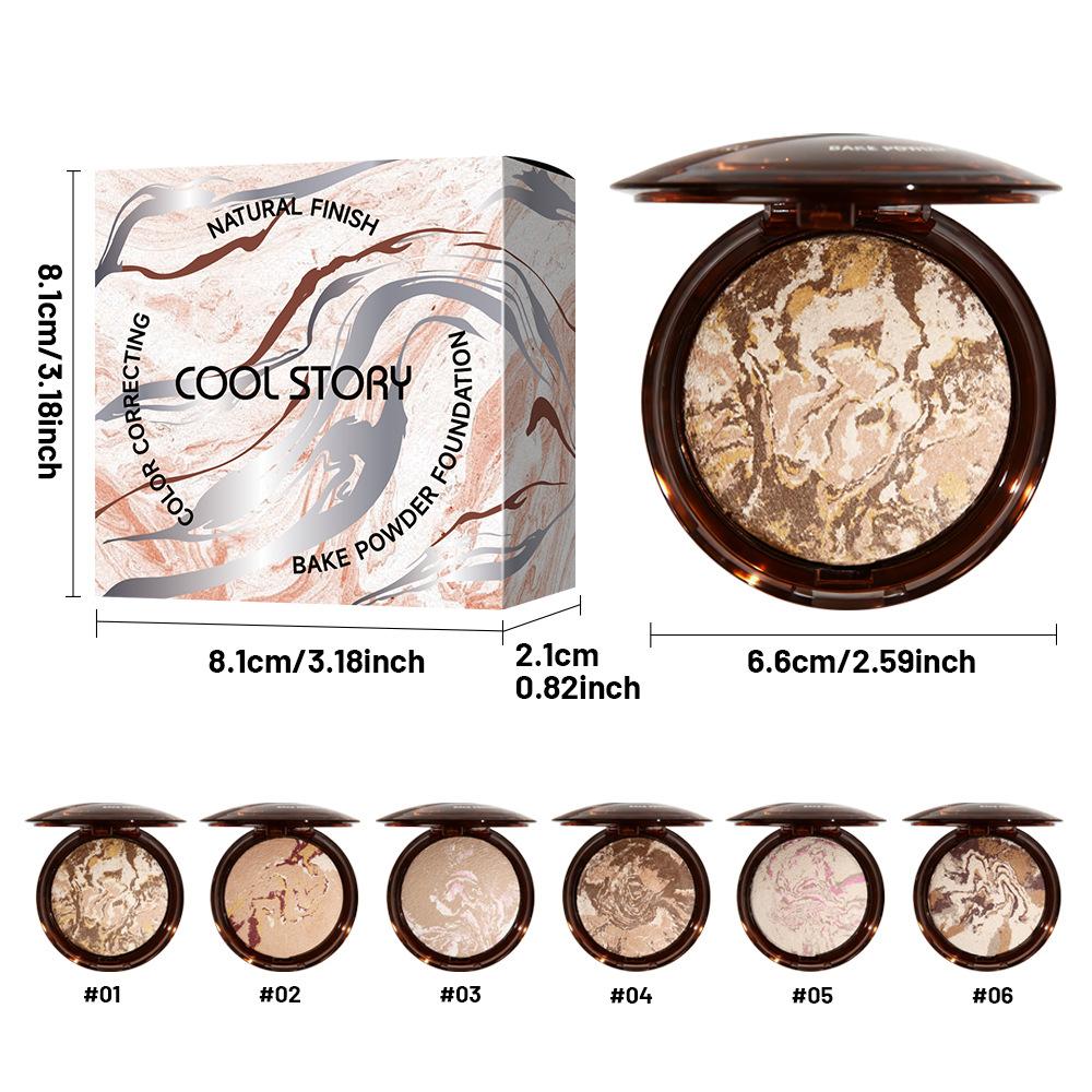 Matte Natural Finish Baked Brighten Color Correcting Powder Foundation Invisible Pore Oil-control Powder Compact