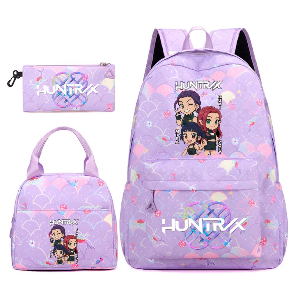 3Pcs/set Cute Kpop Printed Backpack Handbag Pencil Case for Teenger Student Girl Boy Schoolbag Kid Bookbag Large Capacity Travel Bag Gift Mochila