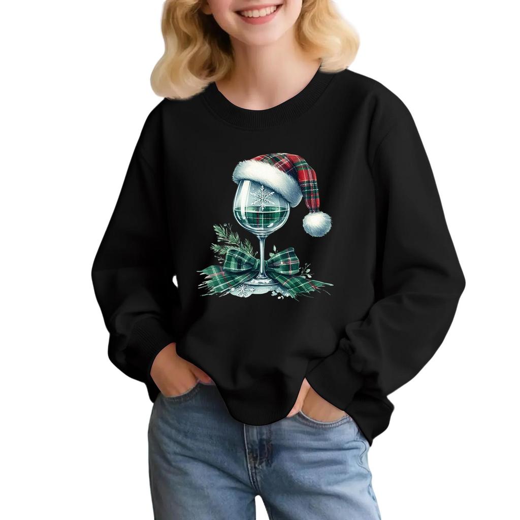 Mote for barn Løstsittende avslappet langermet genser med juleprint Oversized crewneck