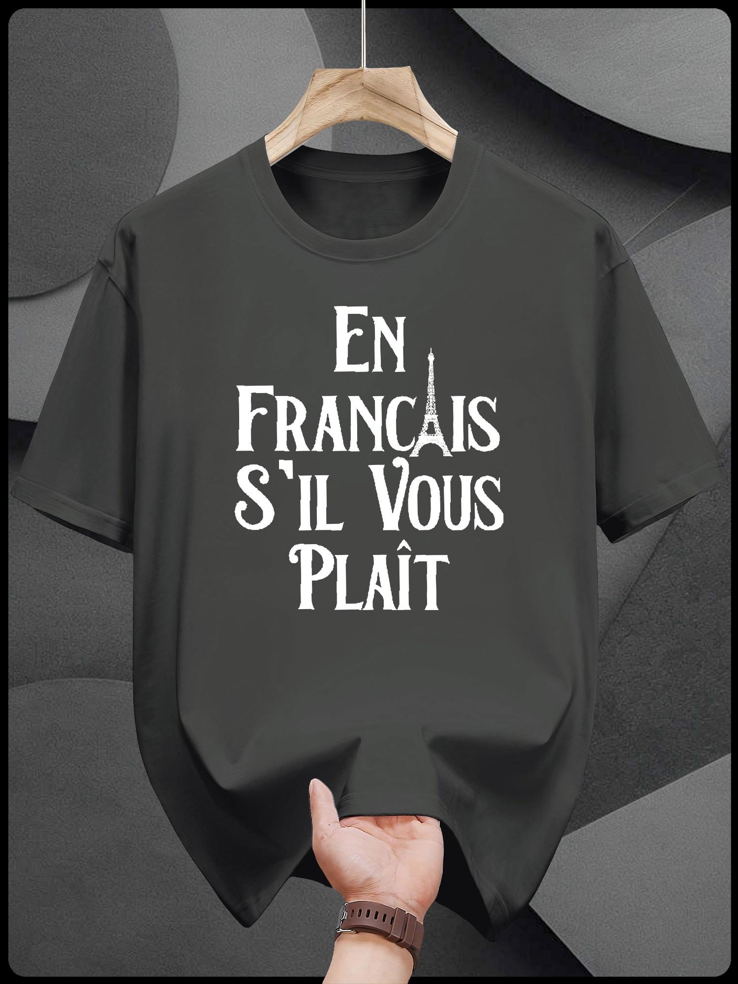 

Casual Short Sleeve T-shirt - En France S ils Vont Plait Print M