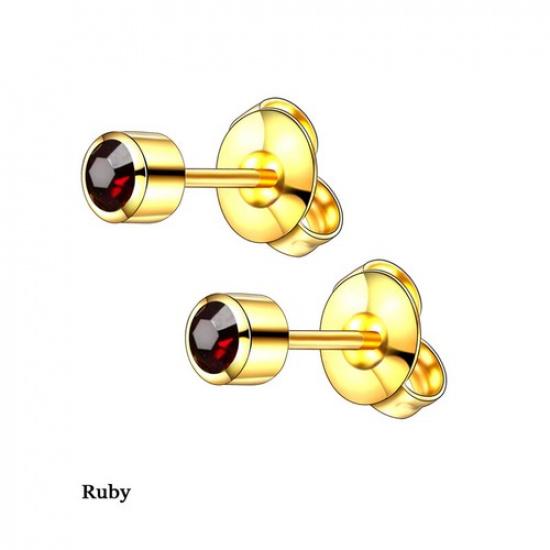 1Pair Surgical Stainless Steel Birthstone Crystal Ear Piercing Stud Earrings₊