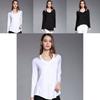 Simple Solid Color Off Shoulder Design Women Long Sleeved Top For Fall Comfort