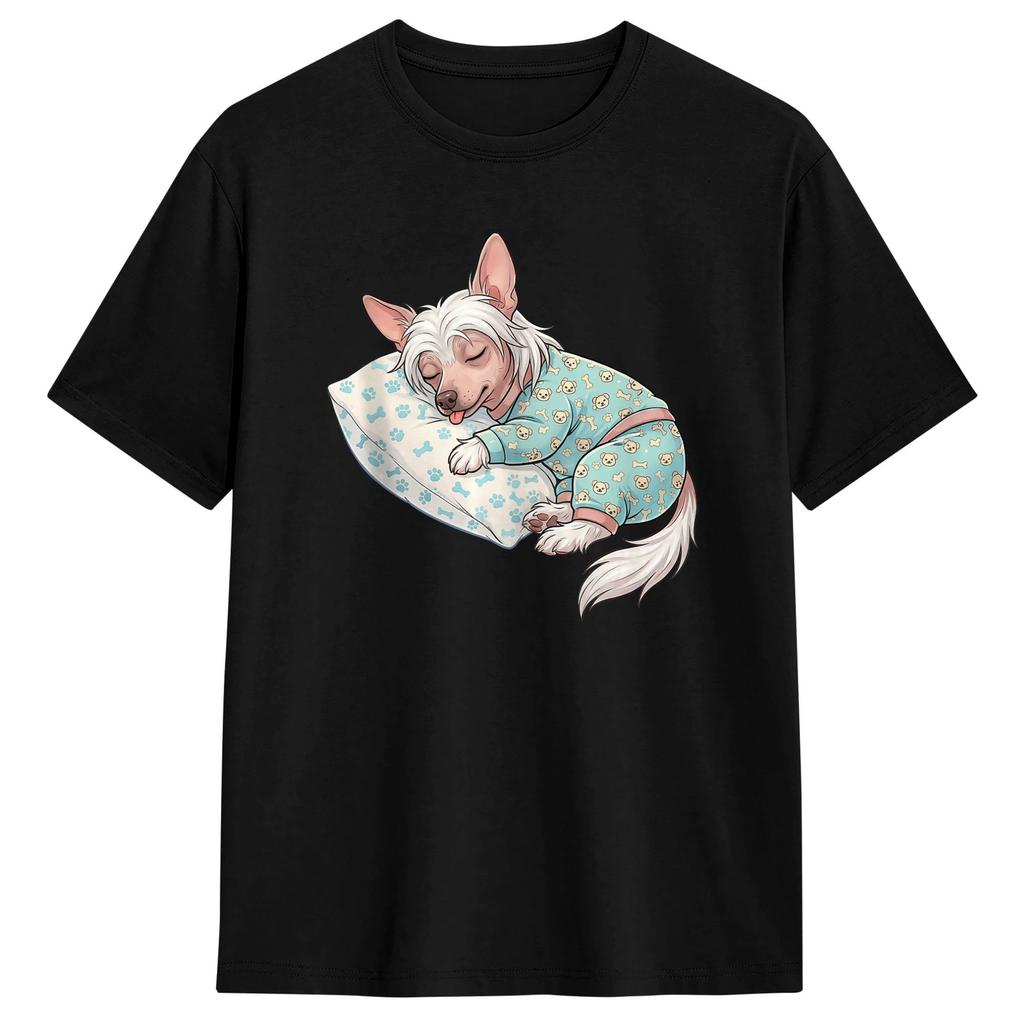 Unisex Tshirt Funny Dog Chinese Crested T Shirts Hippie Beach Tees Vintage 100 Cotton Tops Gift Idea