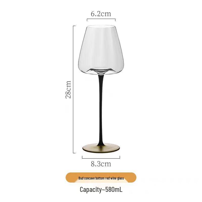 Black Stem Burgundy Crystal Wine & Champagne Glasses