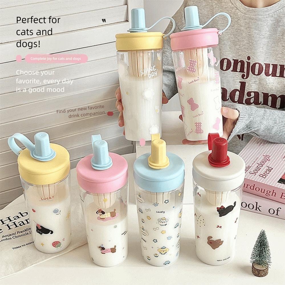 700ml Water Bottle Animal Cup With Lid Straw Cute Coffee Cup  for Juice Milk