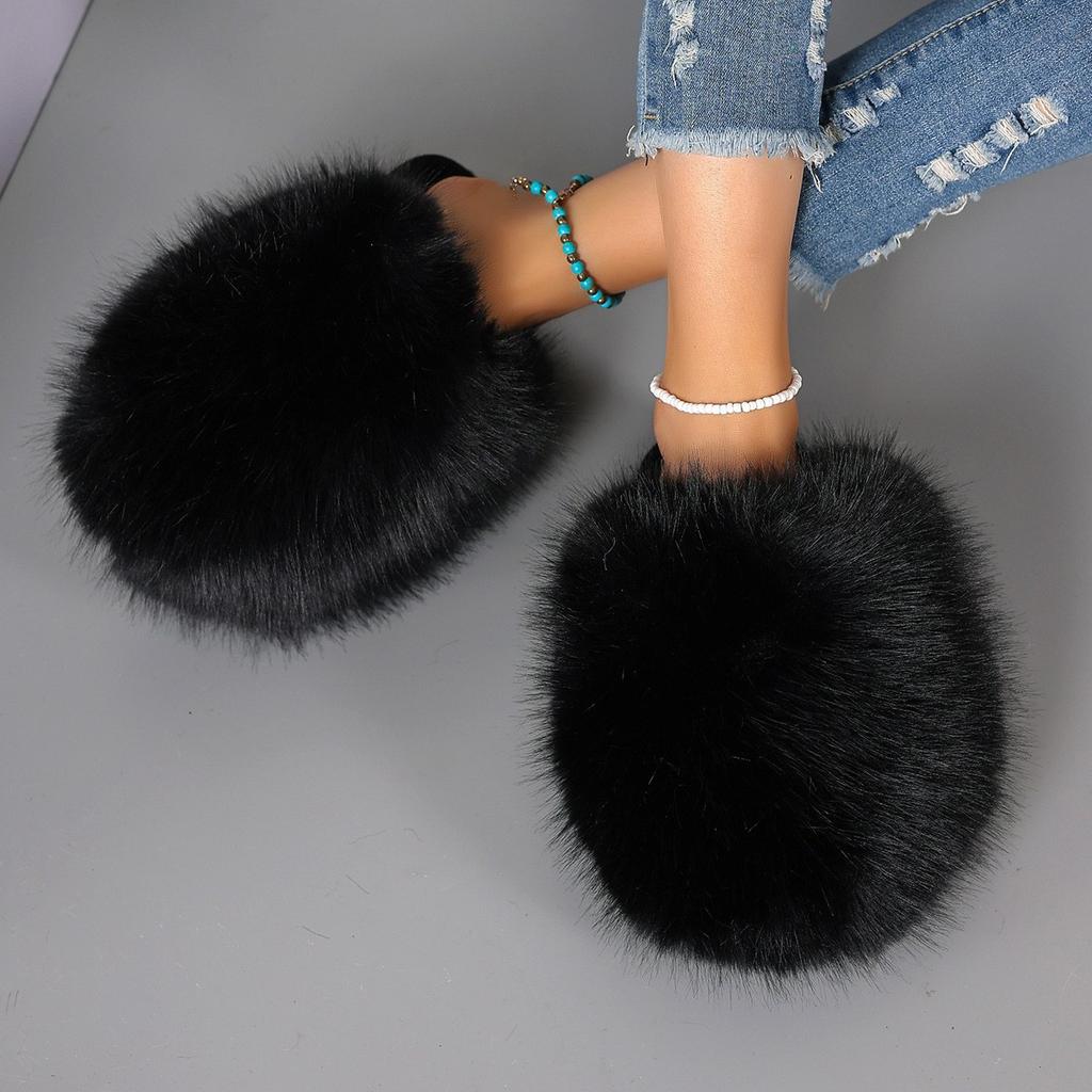 Women's Lightweight Comfortable Thick Bottom Cold Warm Padded Non-slip Wear Outdoor Sports Plush Cotton Slippers