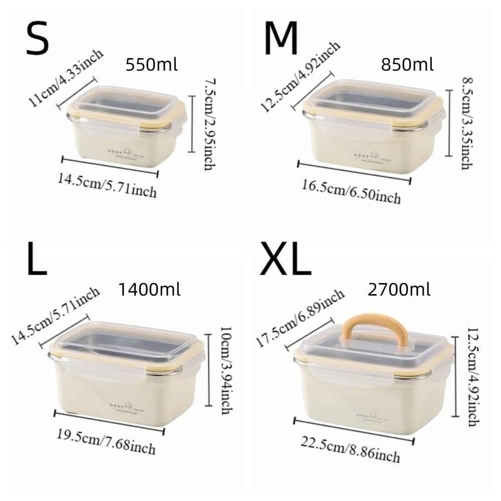 Square Stainless Steel Lunch Box Airtight Fridge Food Box Multi-Purpose Air Exhaust Crisper  Picnic