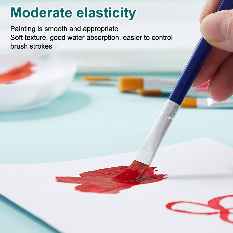 12 Pcs Painting Brushes Set Art Round Flat Hair Nylon Hair Paint Brush Pen For Oil Acrylic Watercolor School Art Supplies